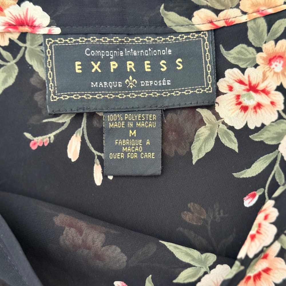 Express Compagnie Internationale Vintage 90s Womens Floral Midi Skirt, Black, M - Picture 2 of 9